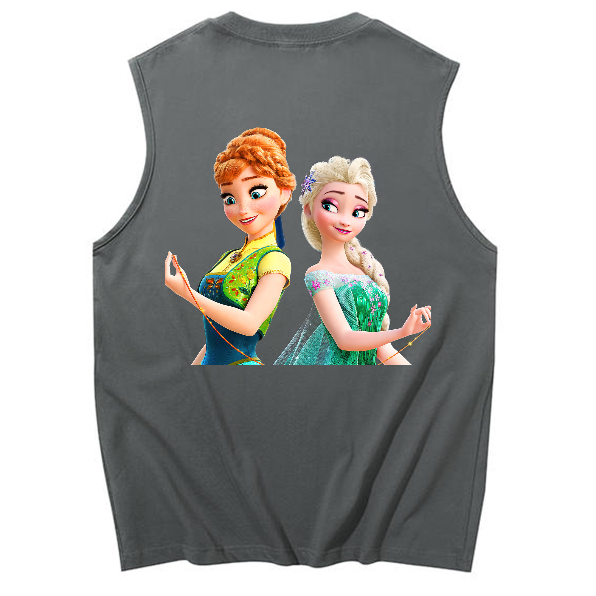 （画像用） アナと雪の女王 アンナ エルサ Frozen Anna Elsa コットン100％タンクトップ（背面プリント）